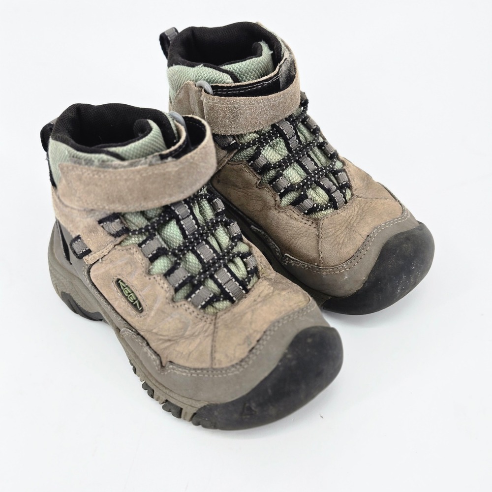 Keen Kids Targhee Mid Waterproof Hiking Boots Brown Green Toddler 9 Wide Toe Box